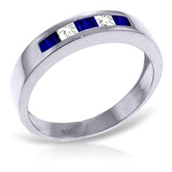 14K White Gold .39ct Sapphire & .24ct White Topaz Ring
