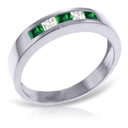 14K White Gold .39ct Emerald  & .24ct White Topaz Ring
