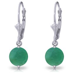 14K White Gold 3.30ct Emerald Leverback Earring
