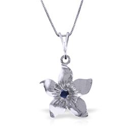 14k White Gold 0.10ct Sapphire Flower Necklace