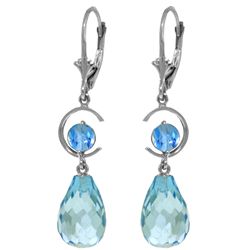 14k White Gold Blue Topaz Duo Earrings