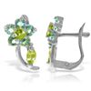 Image 1 : 14k WG Blue Topaz & Peridot Flower Earrings