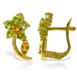 14k White Gold Citrine & Peridot Flower Earrings