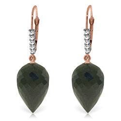 14k Gold 24.50ct Black Spinel with Diamond Earrings