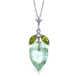 14k White Gold 11.25ct Blue Topaz & Peridot Necklace