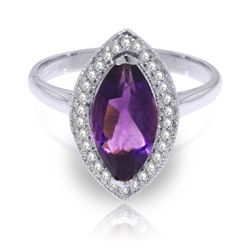 1.8ct 14k White Gold Ring Diamond Marquis Amethyst