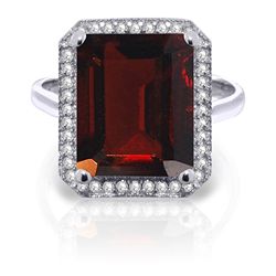 7.7ct 14k White Gold Garnet Diamond Ring