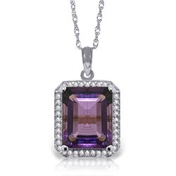 14k Solid Gold 5.60ct Amethyst & Diamond Necklace