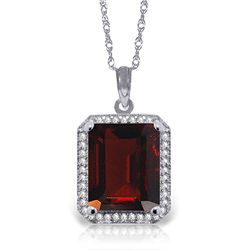 14k Solid Gold 7.50ct Garnet & Diamond Necklace