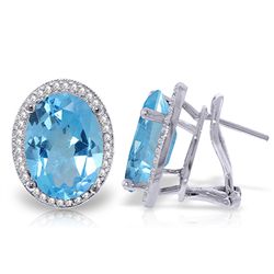 15.16ct 14k White Gold Loren Blue Topaz Diamond Earrings