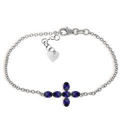 1.7ct 14k White Gold Cross Bracelet Natural Sapphire