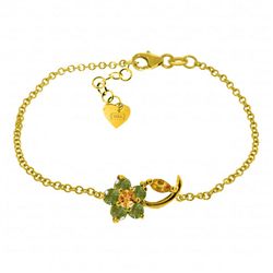 14K YG CITRINE & 0.63ct PERIDOT  FLOWER BLACELET