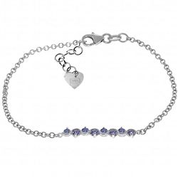 14K WHITE GOLD 1.55ct ROUND TANZANITES BRACELET