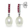 Image 1 : 14K WG 0.40ct RUBY & 8.00ct PEARL DANGLING EARRING