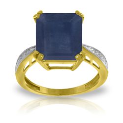 14K YG DIAMONDS & 7.25ct OCTAGON SAPPHIRE RING