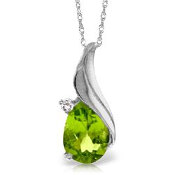 14k Gold Teardrop Peridot Necklace with Diamond