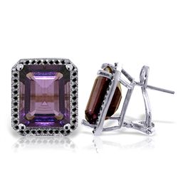 14K White Gold 11.2ct Amethyst & Black Diamond Earring