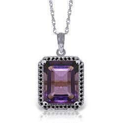 14K White Gold 5.60ct Amethyst & Black Diamond Necklace