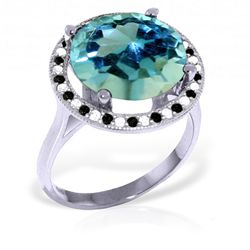 14k WG Blue Topaz & Diamond Eternity Ring