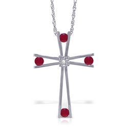 14k WG Ruby & Diamond Vintage Cross Necklace