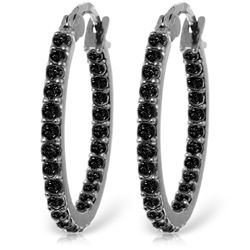 14k Solid Gold 0.81ct Black Diamond Hoop Earrings