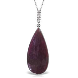 14K White Gold 20.0ct Ruby & Diamond Necklace