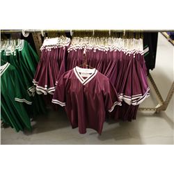 LOT OF 170 BURGANDY SOCCER JERSIES