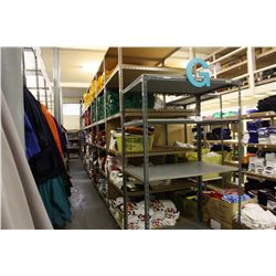 DOUBLE SIDED RUN OF STOCK RACKING; APROX. 32' LONG BY 10' TALL ON ONE SIDE AND 6' TALL ON THE OTHER