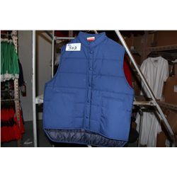 LOT OF QUILTED BLUE VESTS. 108 TOTAL