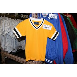 LOT OF 143 YELLOW/BLACK/WHITE JUNIOR SOCCER JERSIES