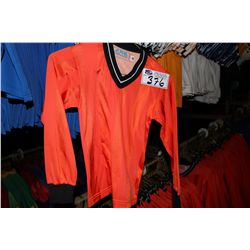 LOT OF 416 ORANGE STRIPED SOCCER JERSIES