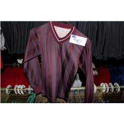 LOT OF 141 BURGANDY STRIPED SOCCER JERSIES