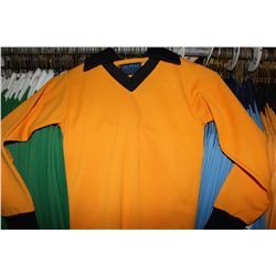 LOT OF 39 YELLOW/BLACK JUNIOR SOCCER JERSIES