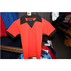 LOT OF 193 ORANGE/BLACK JUNIOR SOCCER JERSIES