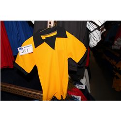 LOT OF 122 YELLOW/BLACK JUNIOR SOCCER JERSIES
