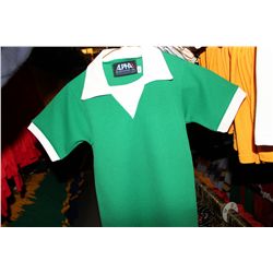LOT OF 127 GREEN/WHITE JUNIOR SOCCER JERSIES