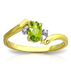 14K YG 0.01ct DIAMONDS & 0.45ct OVAL PERIDOT RING