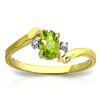 Image 1 : 14K YG 0.01ct DIAMONDS & 0.45ct OVAL PERIDOT RING