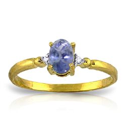 0.45ct Oval Tanzanite Ring with Diamond in 14k Gold
