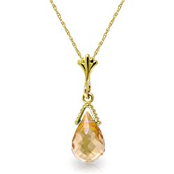 14K YELLOW GOLD 4.50ct BRIOLETTE CITRINE NECKLACE
