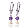 Image 1 : 14K WG 4.00ct PEARL & AMETHYST LEVERBACK EARRING