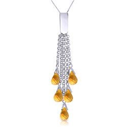 14K White Gold 5.80ct Briolette Citrine Necklace