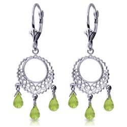 14K WG 3.75ct BRIOLETTE PERIDOT CHANDELIER EARRING