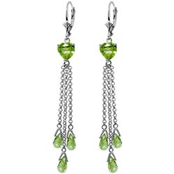 14K White Gold 6.9ct & 2.6ct Heart Peridot Earring