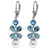 Image 1 : 14K WG 3.25ct&1.03ct BLUE TOPAZ&2.0ct PEARL EARRING