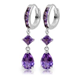 14K WG 3.0ct, 1.12ct & 1.5ct AMETHYST HUGGIE EARRING