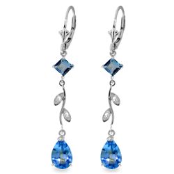 14K WG DIAMOND & 3.0ct&.95ct BLUE TOPAZ EARRING