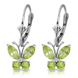 .85ct & .39ct Peridot Butterfly Dangle Earrings in 14k WG