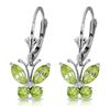 Image 1 : .85ct & .39ct Peridot Butterfly Dangle Earrings in 14k WG
