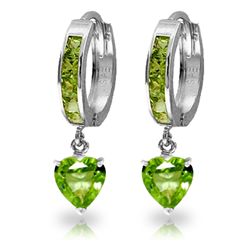 14K White Gold 3.25ct Heart & .85ct Peridot Hoop Earring